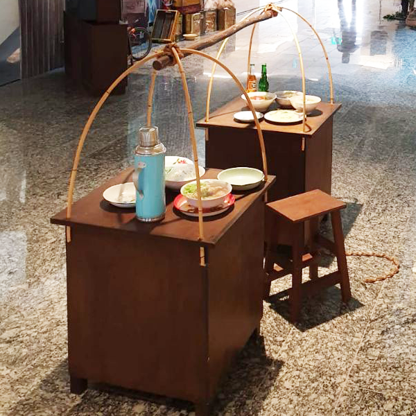 SG Largest Vintage Furniture Rental Platform Carrying Pole Crate Table